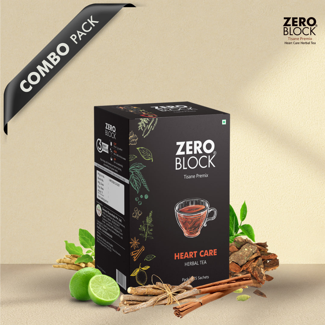 COMBO PACK of ZERO BLOCK (500ml) & ZERO BLOCK HEARTCARE HERBAL TEA (25 Sachets)