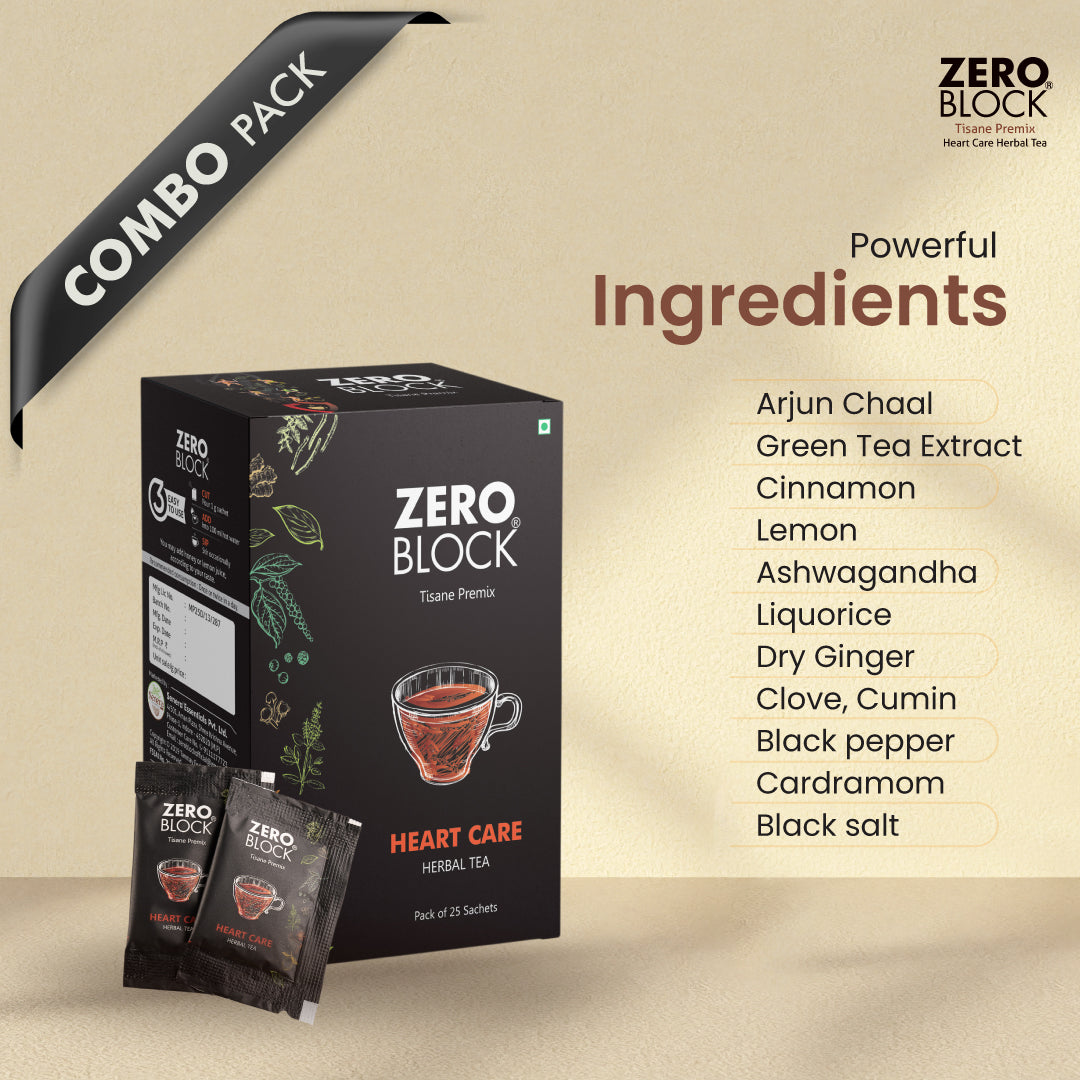 COMBO PACK of ZERO BLOCK (500ml) & ZERO BLOCK HEARTCARE HERBAL TEA (25 Sachets)