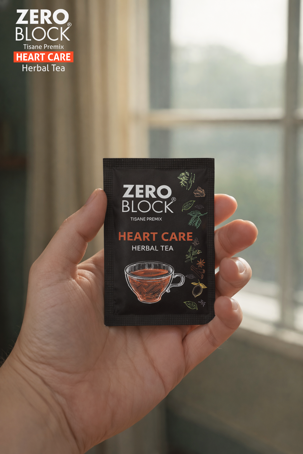 ZERO BLOCK Heart Care Herbal Tea (Tisane Premix) | 25 Sachets | Bundle of 3 (3x25g)