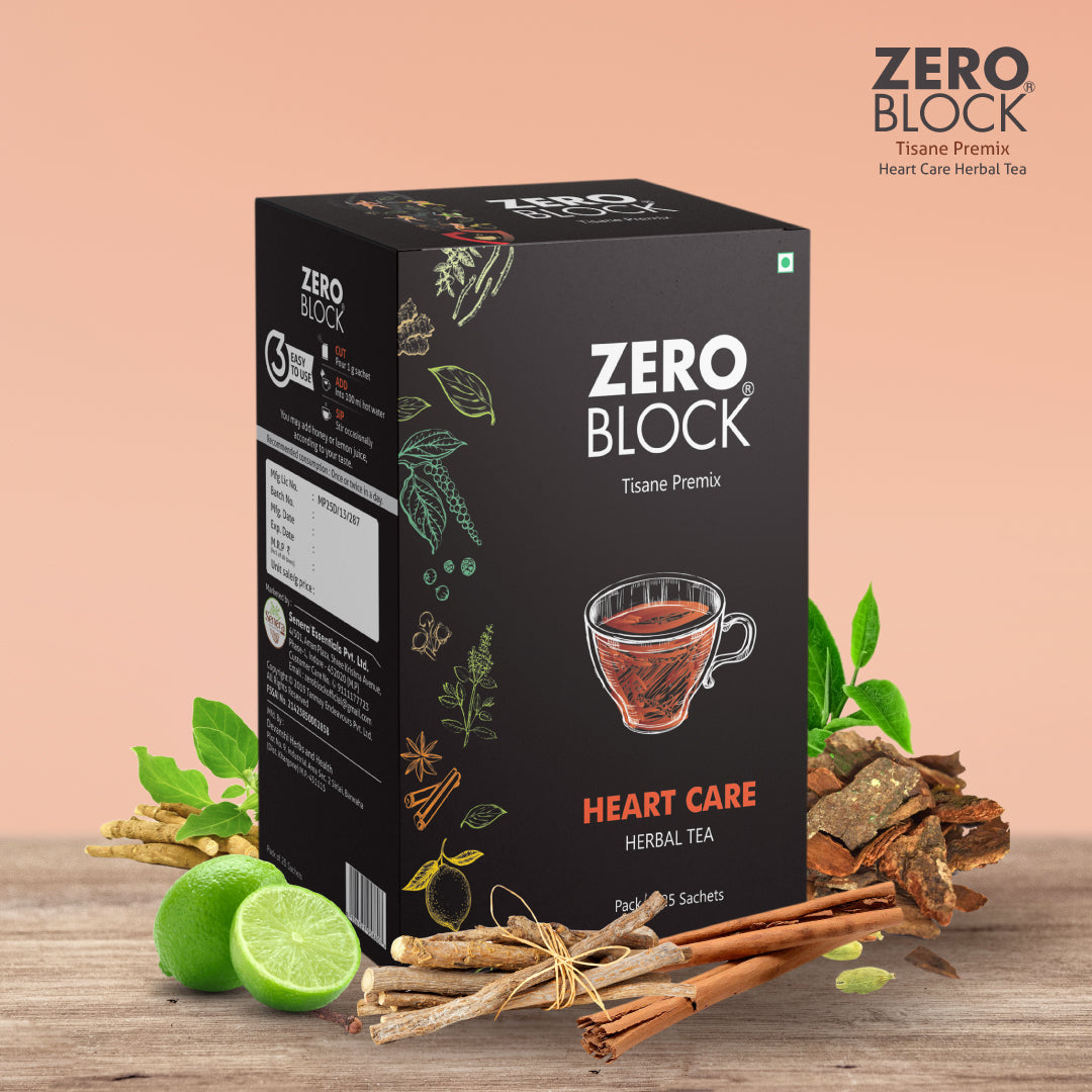 ZERO BLOCK Heart Care Herbal Tea (Tisane Premix) | 25 Sachets