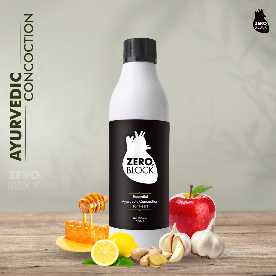 ZERO BLOCK - Proven Ayurvedic Concoction for Heart Care, BP & Cholesterol Management - 500ml