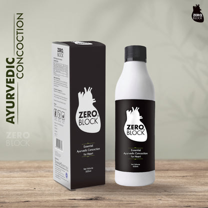 ZERO BLOCK - Proven Ayurvedic Concoction for Heart Care, BP & Cholesterol Management - 500ml