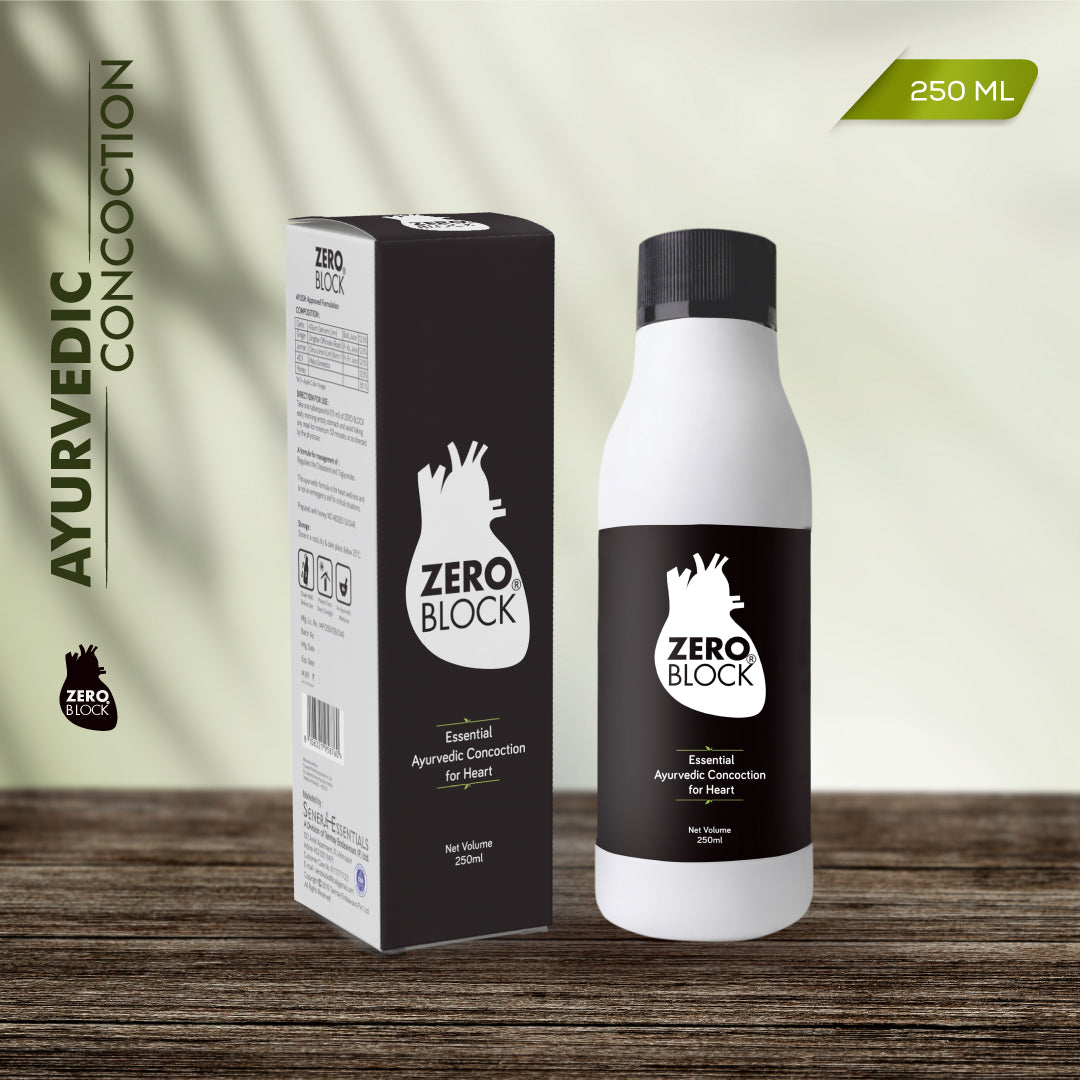 ZERO BLOCK - Proven Ayurvedic Concoction for Heart Care, BP & Cholesterol Management - 250ml