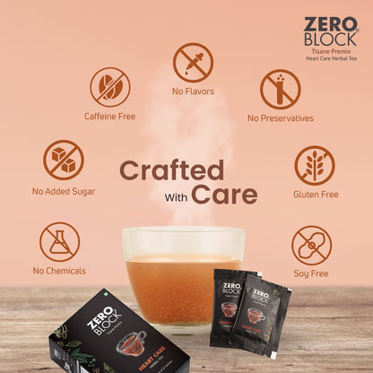 ZERO BLOCK Heart Care Herbal Tea (Tisane Premix) | 25 Sachets