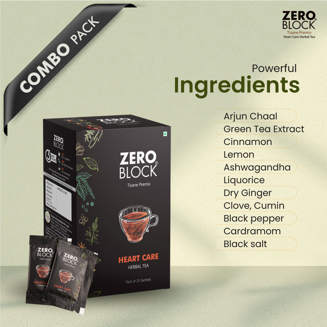 COMBO PACK of ZERO BLOCK X (500ml) & ZERO BLOCK HEARTCARE HERBAL TEA(25 Sachets)