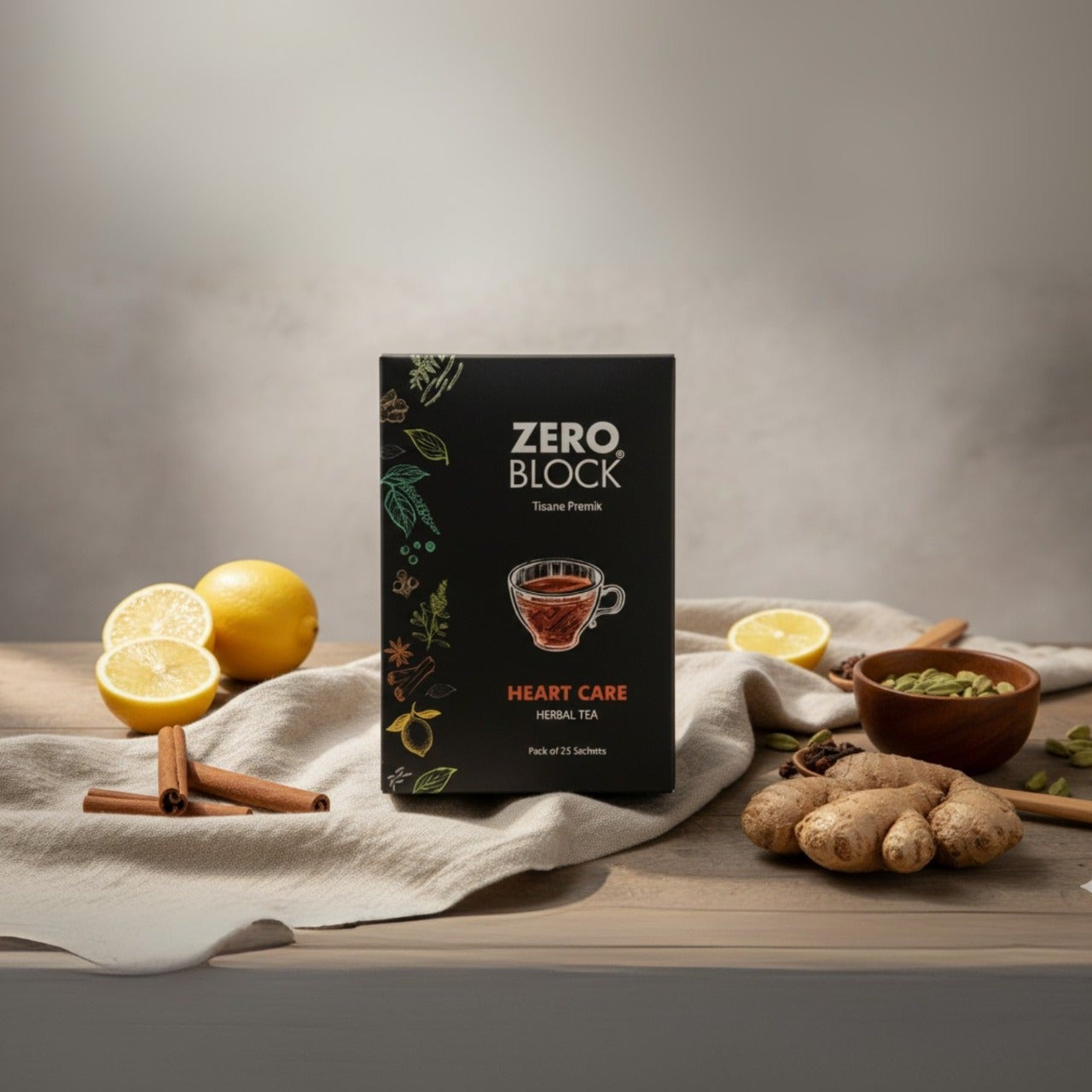 ZERO BLOCK Heart Care Herbal Tea (Tisane Premix) | 25 Sachets