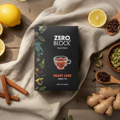 ZERO BLOCK Heart Care Herbal Tea (Tisane Premix) | 25 Sachets