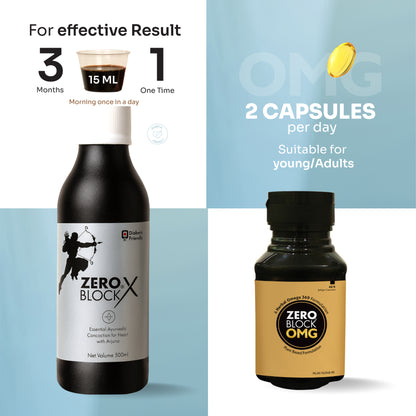 ZERO BLOCK X 500ml concoction + ZERO BLOCK OMG veg source 60 softules (each 1300mg)
